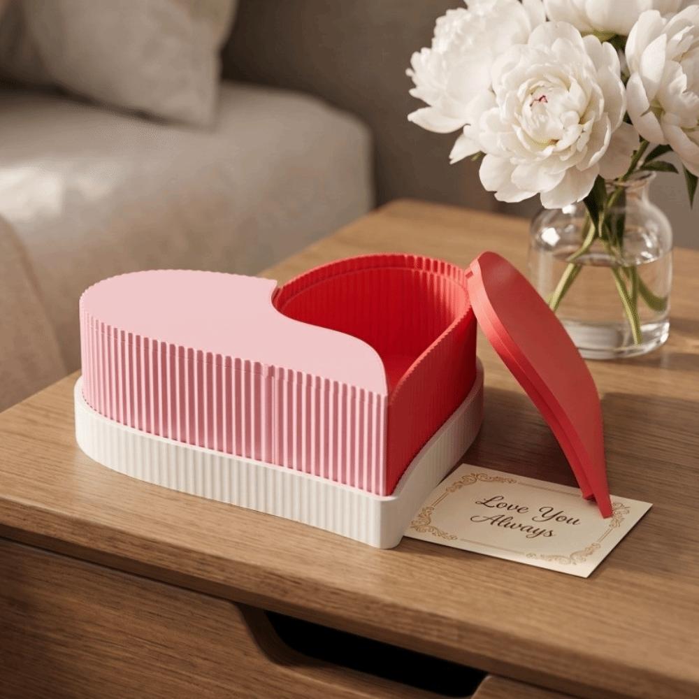 2 Compartments Heart-Shaped Jewelry Box 3D Printed Double Colors Storage Box  Gift for Girlfriend