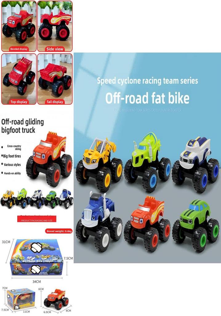 Blaze Monster Machines Set autíček na setrvačník RC Offroad s tématem ohně pro děti