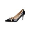 New rivet high heel thin heel pointed head shallow mouth sexy patent leather single shoes women