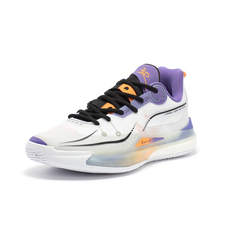 New 361° DVD2 CQT Cushioning Anti Slip Wear Resistant Breathability Low Top Basketball Shoes Men's Purple White 572411107-1
