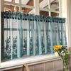 Short Curtain Floral Printed Window Curtains Lace Half Tulle Shade Decorative Curtain for Living Room Bedroom Door Window Decor