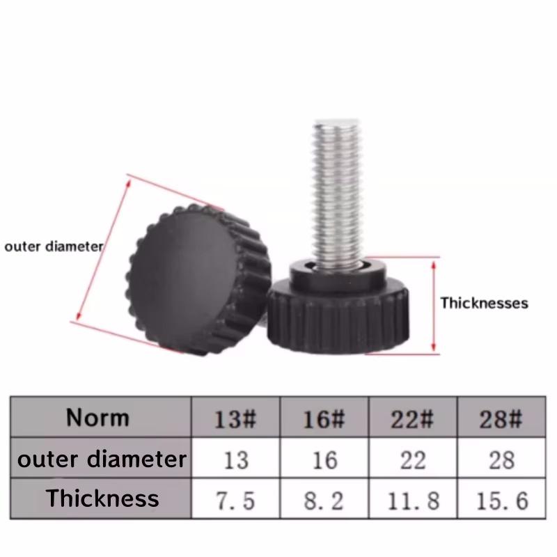 M3 M4 M5 M6 M8 M10 304 Nerezová ocel Rýhovaná Nylonový plast Kulatá hlava Rukojeť Šroub s palcem Bakelitový šroub Ruční šrouby