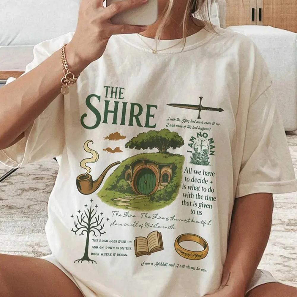 2026 The Shire LOTR Shirt Fantasy Book Lover Tee Funny Second Breakfast T-Shirt Hobbit Fan Gift Fashion Tops Clothing