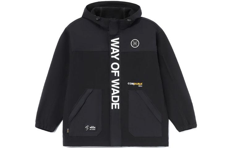 Li Ning Winter Wade Collection, Letter Print Fleece Lined Loose Fit Logo Sports Hooded Coat Jacket Men s Black AFDR747-1 L