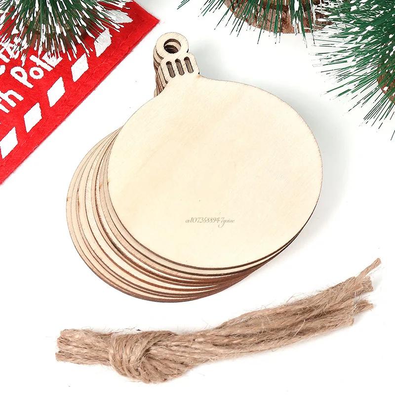 4pcs DIY Wood Christmas Ornament Unfinsihed Wooden Christmas Tree Hanging Decorations for DIY Craft Xms Home Party Decor