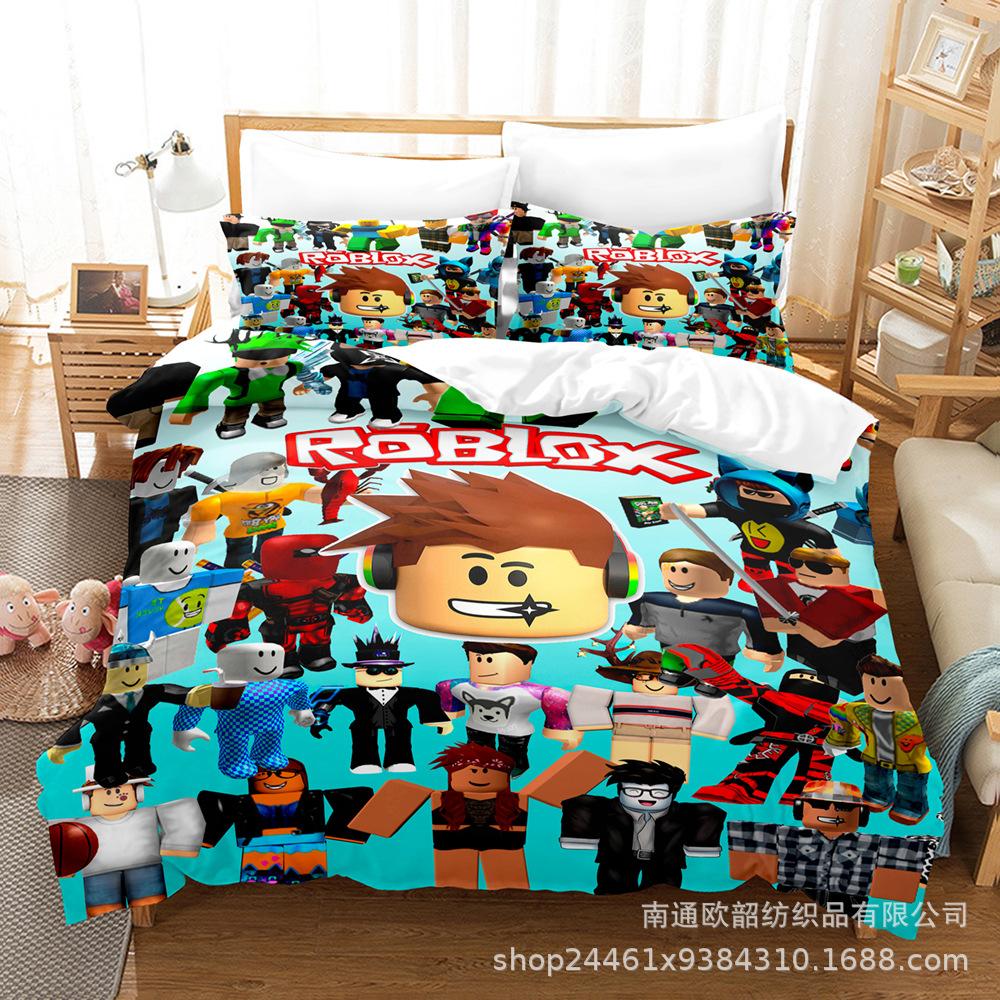 Ebey Minecraft Three-Piece Sandbox Game Digital Printing Kit 1.5M Bedding Quilt Cover