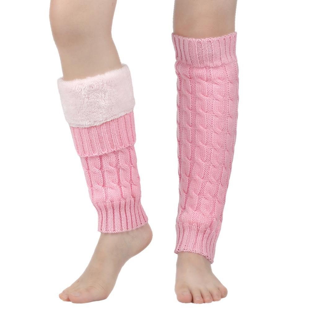 2 pairs Women's Long Fleece Lined Cable Knit Leg Warmers for Skating and Casual Wear