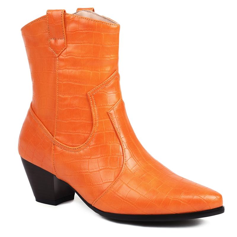 Yellow Brown Women's Ankle Boots New 2025 Autumn Winter Western Short Cowboy Boot Shoes Black Low Heels Party Footwear Shoes