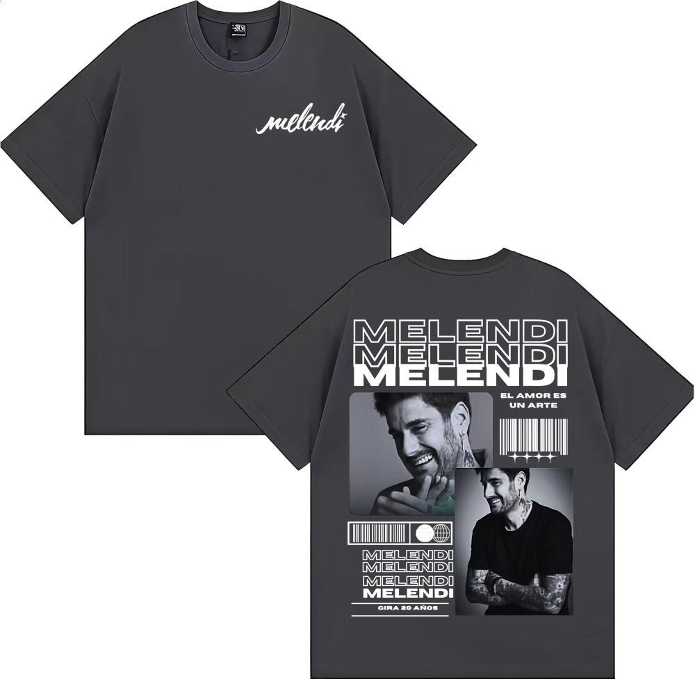 Rapper Melendi Tour New Album 2025 Merch T Shirt Men's Clothing Harajuku Hip Hop Street T-shirts Casual O-Neck Oversized T-shirt
