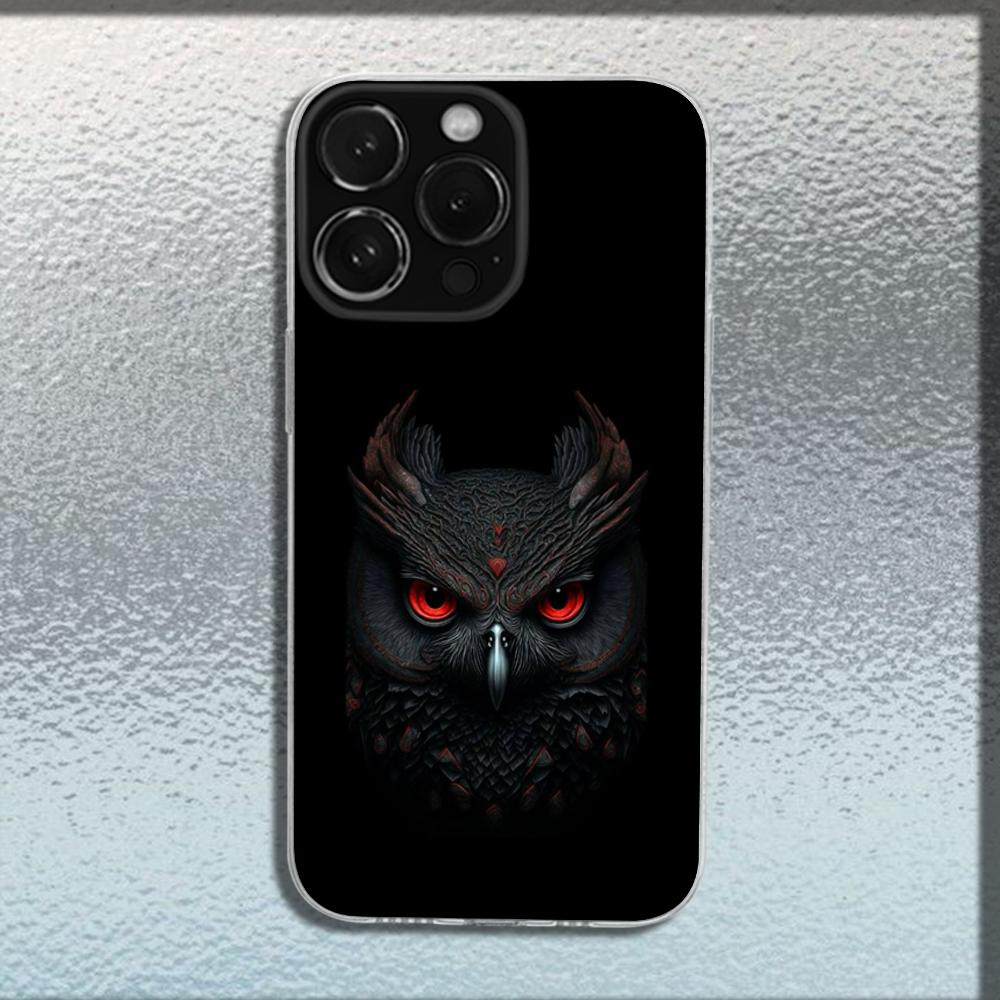 Cool EYE Owl Phone Case For iPhone 16,15,14,13,12,11 Plus,Pro,Max,XR,XS,X,Plus,SE,Mini Transparent Soft Cover