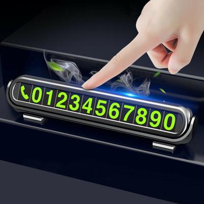 Tarjeta de estacionamiento temporal luminosa para coche, diseño de placa de número de teléfono, aromaterapia para interior de coche