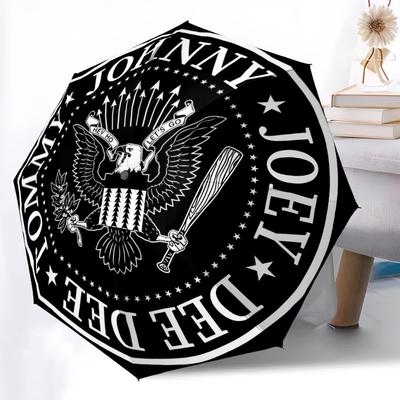 1 pièce Le Parapluie Automatique The Ramones 8 baleines Pliable Portable Cadre en Fer Noir pour Extérieur, Plage, Voyage, Parasol de Plage 189