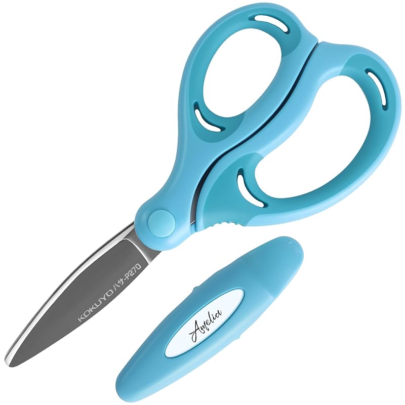 KOKUYO AeroFit Saxa Children s Scissors, Right-Handed, Glue-Free Blade, Blue, HAS-P270B