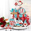 Valentine's Day Tiered Tray Decor Delicate Wooden Valentine Tabletop Decor Reusable Valentine Tray Decoration Love Red Truck