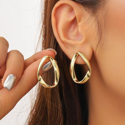 Nischendesign High Sense Light Luxury Circle Plain Circle Ohrstecker Geometrisch Unregelmäßig Mode Retro Ohrringe