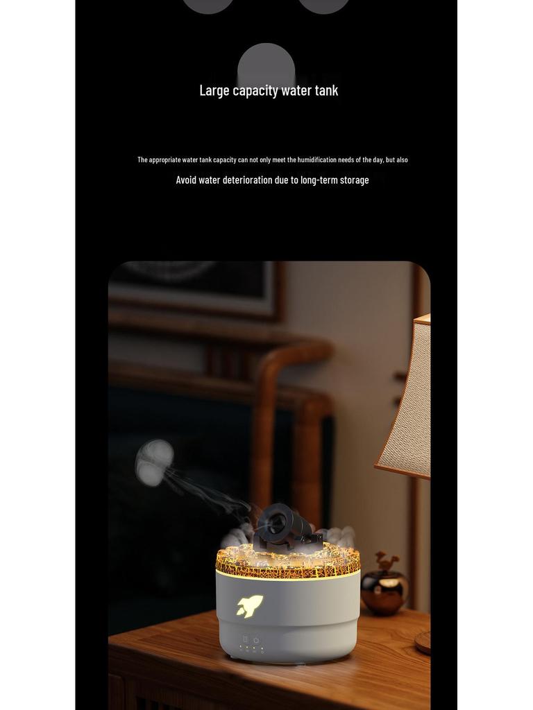 2024 Aroma Diffuser & Humidifier with Colorful Flame Simulation and Smoke Rings