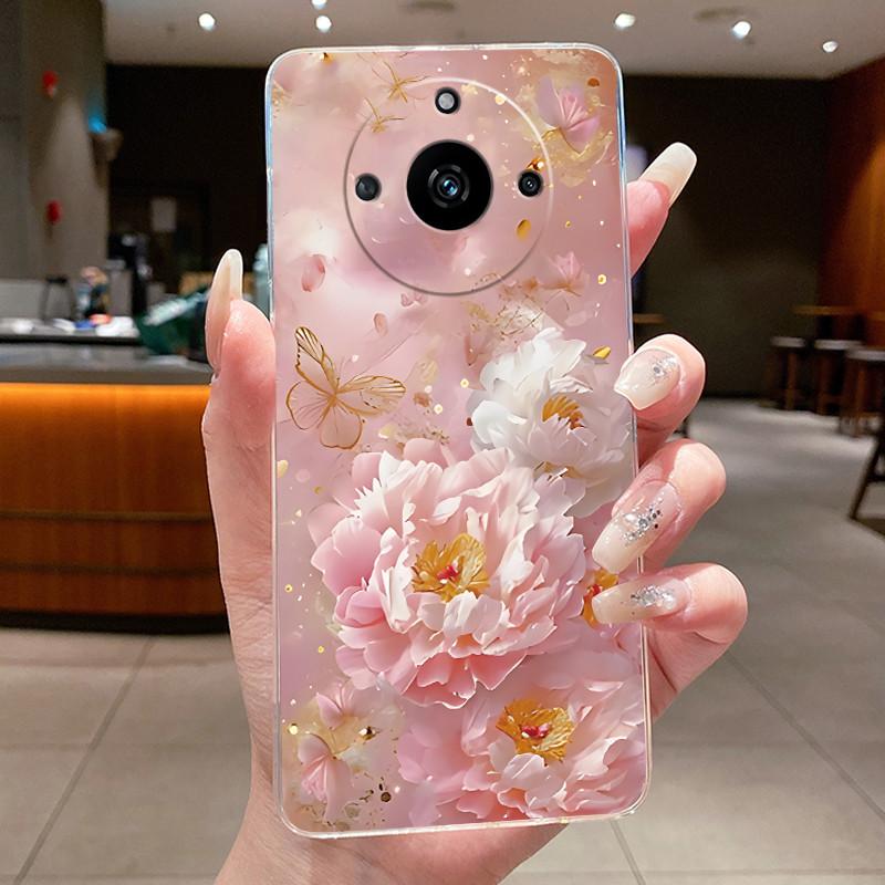 Hülle Für Realme 11 Pro+ 5G Hülle Luxus Mode Schmetterling Blume Transparent Weich TPU Silikon Handyhülle Für Realme 11 Pro Plus Hülle