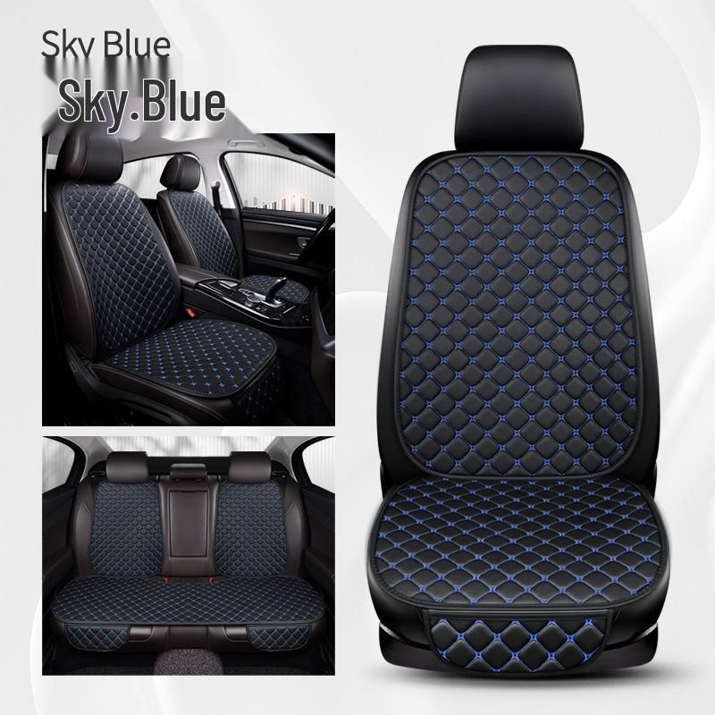 Universal Nappa Leather Car Seat Cushion: Star Embroidered, Backless, Non-Slip, Three-Piece Set