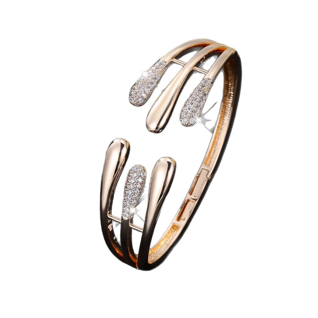 Accessories Fashion Light Luxury Micro-paved Zirconia Women's Shrapnel Open Bracelet