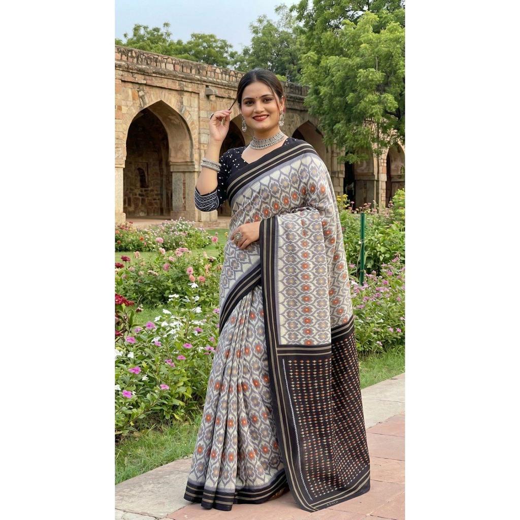 New Launch Beautiful Bagru Printed Mulmul Cotton Saree