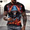 Skull Print Graphic T Shirts Gothic Style T Shirt Men Horror Theme Mens Clothing Men's Short Sleeve Tee Oversized T-shirt Tops