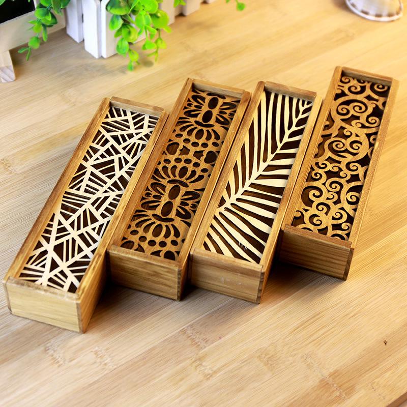 Retro Hollow Wooden Pencil Box Portable Storage Student Cute Multifunctional Stationery Desk Accessories School Study Supplies