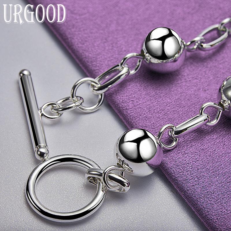 925 Sterling Silver Fashion Beaded Bracelet Party Gift Jewelry
