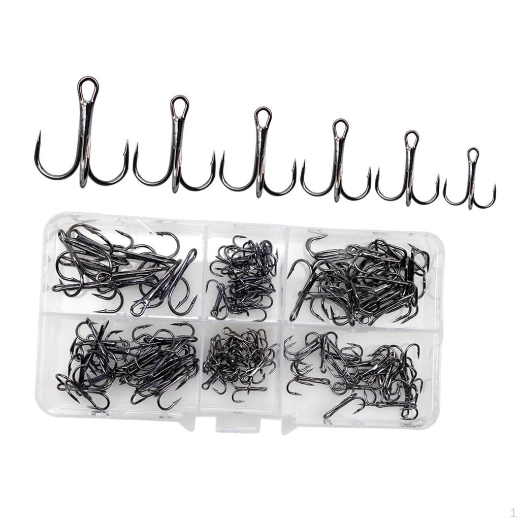 110Pcs Treble Hooks Fishing Set Portable Sea Tackle Fishhooks for Outdoor
