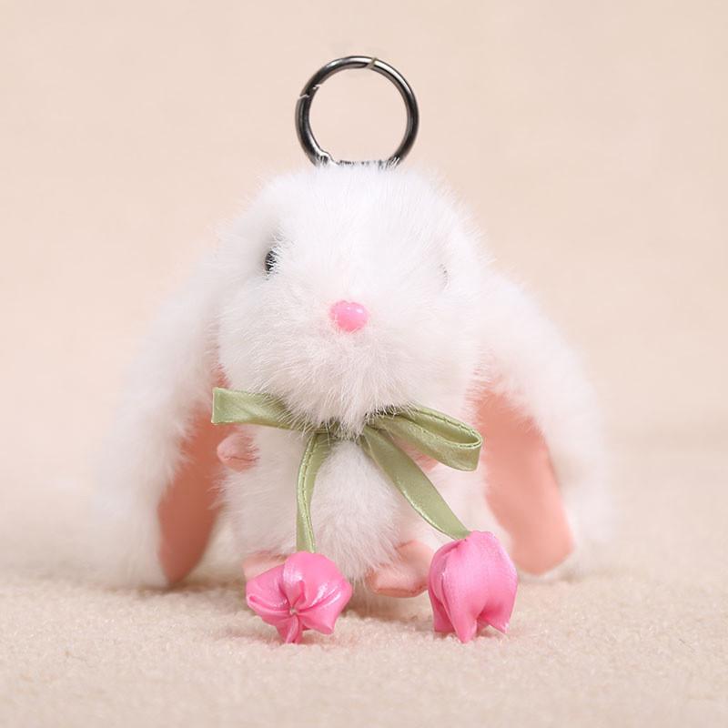 Chaveiro de Coelho de Pelúcia Com Enchimento de Algodão PP Para Meninas e Mulheres