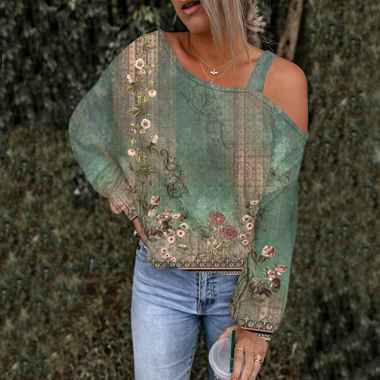 

Женская ажурная модная повседневная толстовка с капюшоном с цветочным принтом и открытыми плечами XXL