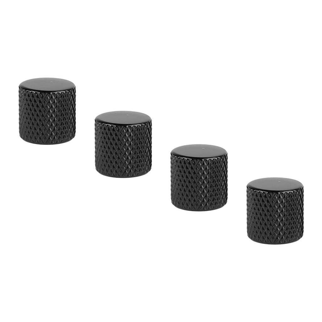 4Pcs Electric Guitar Knobs Set Metal Potentiometer Cap Volume Tone Control for Bass Black