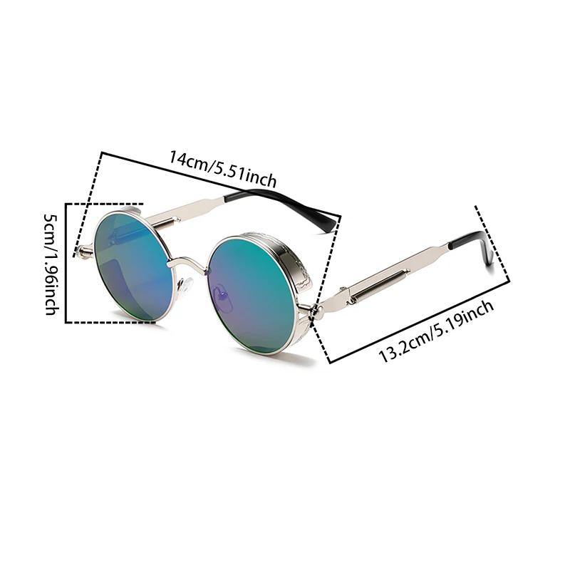 New Fashion Steampunk Metal Shades Original Brand Design Round Decor Sunglasses Chic Vacation Beach Anti UV Sun Glasses
