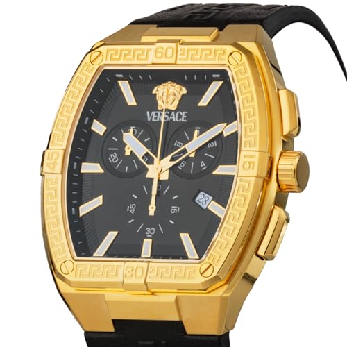 VERSACE Men's V-sporty Tonn.Greca Watch (VESP00324) with Quartz Movement, Water Resistant, Sapphire Crystal, Black Dial, and Stainless Steel.