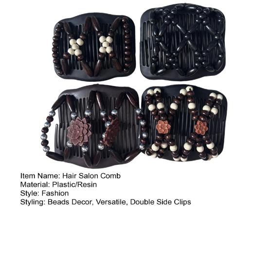 1/4 ks Dámské dřevěné korálkové hřebeny do vlasů Ručně vyráběné pružné oboustranné klipy Salonní hřebeny Vytvářeč drdolu Vlasové doplňky