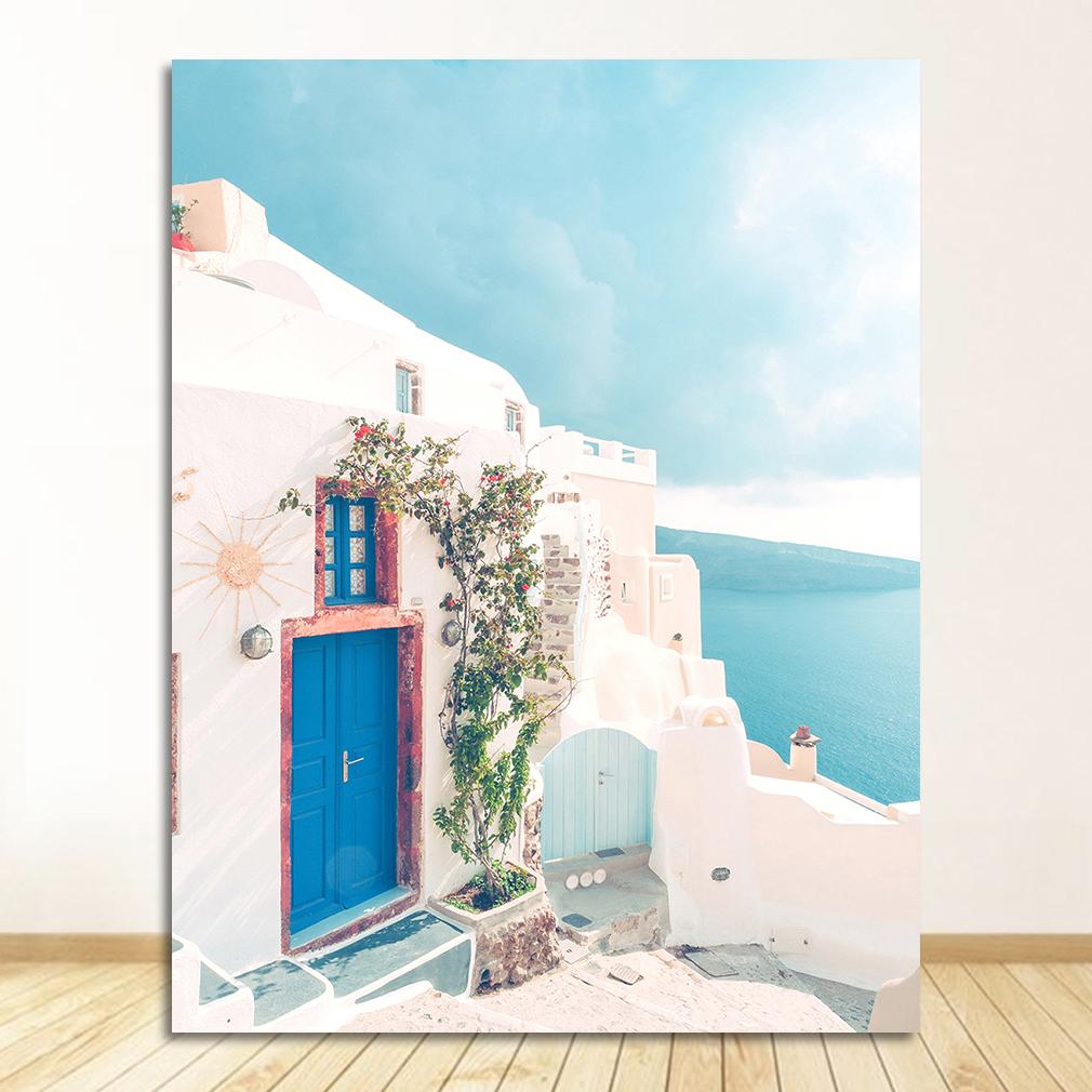 Greek Island Travel Poster Minimalist Wall Art Canvas Painting Summer Greece Prints Mamma Mia College Dorm Decor Santorini