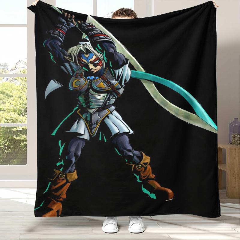 Retro Z-Zelda Cartoon Link Games Flannel Blanket,Ultra Soft Warm Plush Throw for Home Bedroom Bed Sofa Cover Camping Picnic Kid