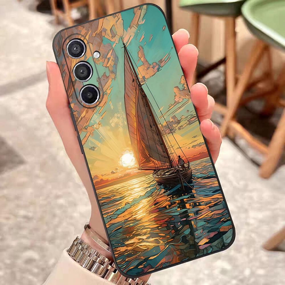 

Sailing Boat Art Paintings Phone Case For Samsung S25 Edge S24 S23 S22 S21 S20 Ultra Plus Fe Galaxy A54 A53 A34 A25 A16 Silicon Samsung S24