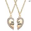 2Pcs Ins Style Heart Rainbow Stitching Necklace  Pendant Alloy Clavicle Chain For Children Best Friend Jewelry Gifts