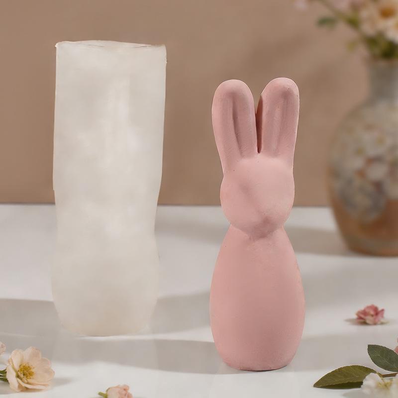 Bow Long-Eared Rabbit Aroma Candle Resin Silicone Mold Diy Small Rabbit Plaster Figurine Mold For Aromatherapy Diy Crafts