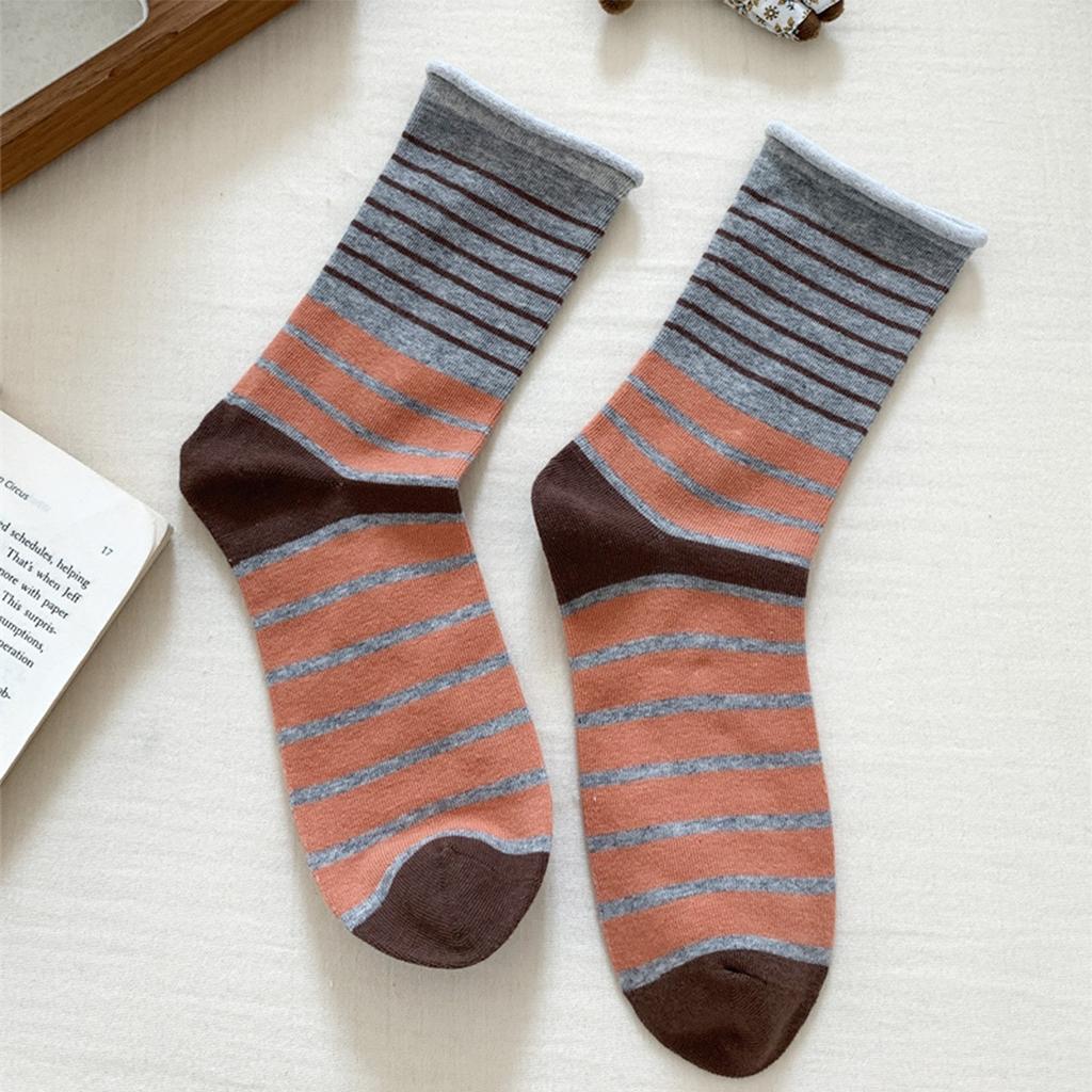 Sock Children's Cotton Summer and Spring Odor-resistant Mid-length Socks with Trendy Stripes, Long Socks, Summer Lightweight Pile-up Socks