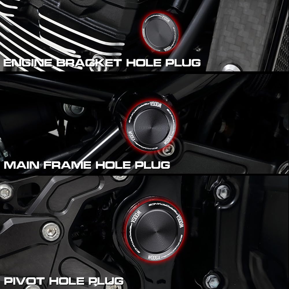 WOOGA Motorcycle Frame Hole Decorative Frame Covers for Kawasaki Z 900RS 2018 2019 2020 2021 2022 2023 2024 Covers, Caps, Z900RS/Cafe Z-900-RS (Black)