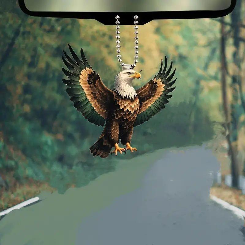 Stylish 2d Acrylic Eagle Car Pendant Charming Cartoon Decor For Vehicle Interiors
