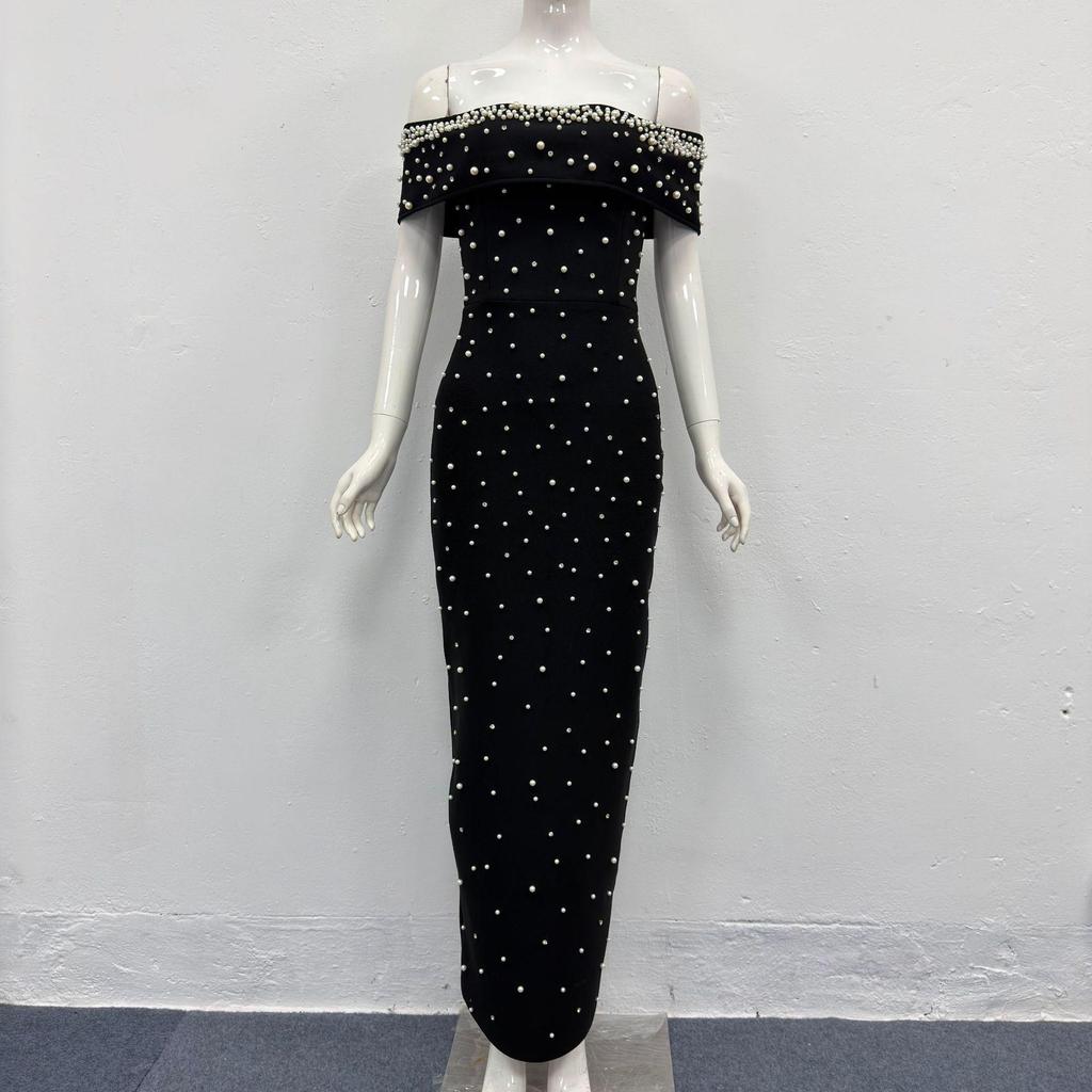 Cross-Border Women's Sexy One-Shoulder Bandage Evening Dress