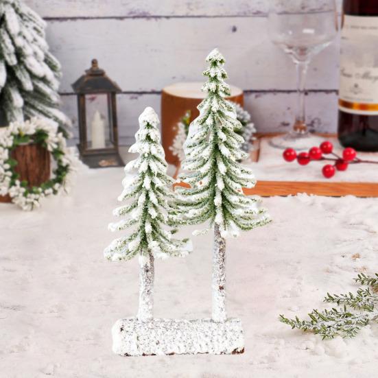 Mini Christmas Tree Artificial Bottle Brush Tree With Wooden Base Small Snow