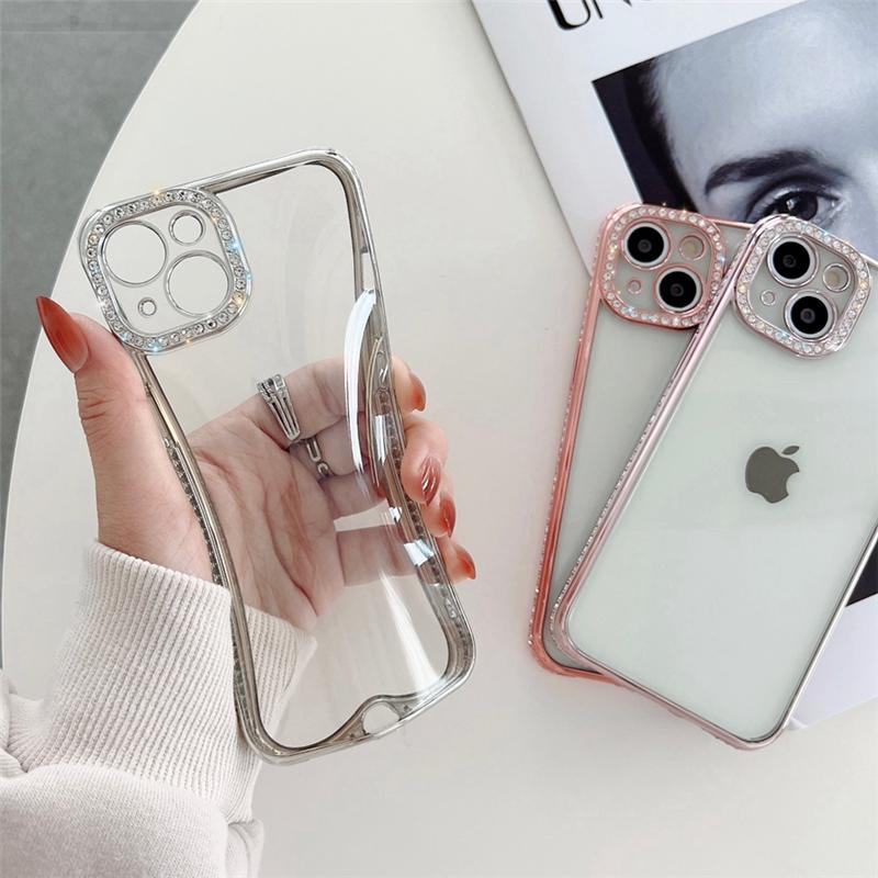 Luxury Diamond Bling Rhinestone Phone Case for iPhone 13 12 Pro Max Glitter Camera Protection Clear Cover for iPhone 13Pro 12Pro