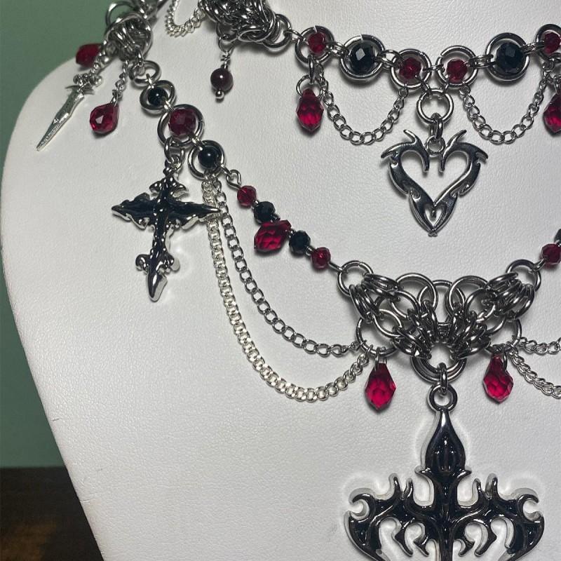 Elegante Gotische Kruis Hanger Ketting Dames Gelaagd Sieraden Met Legering Ketting Geometrisch Ontwerp 2025 Collectie