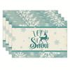 4-Pack Deer Snowflake Christmas Placemats, 12x18 Inch Polyester Table Mats, Machine Washable, Woven Rectangular
