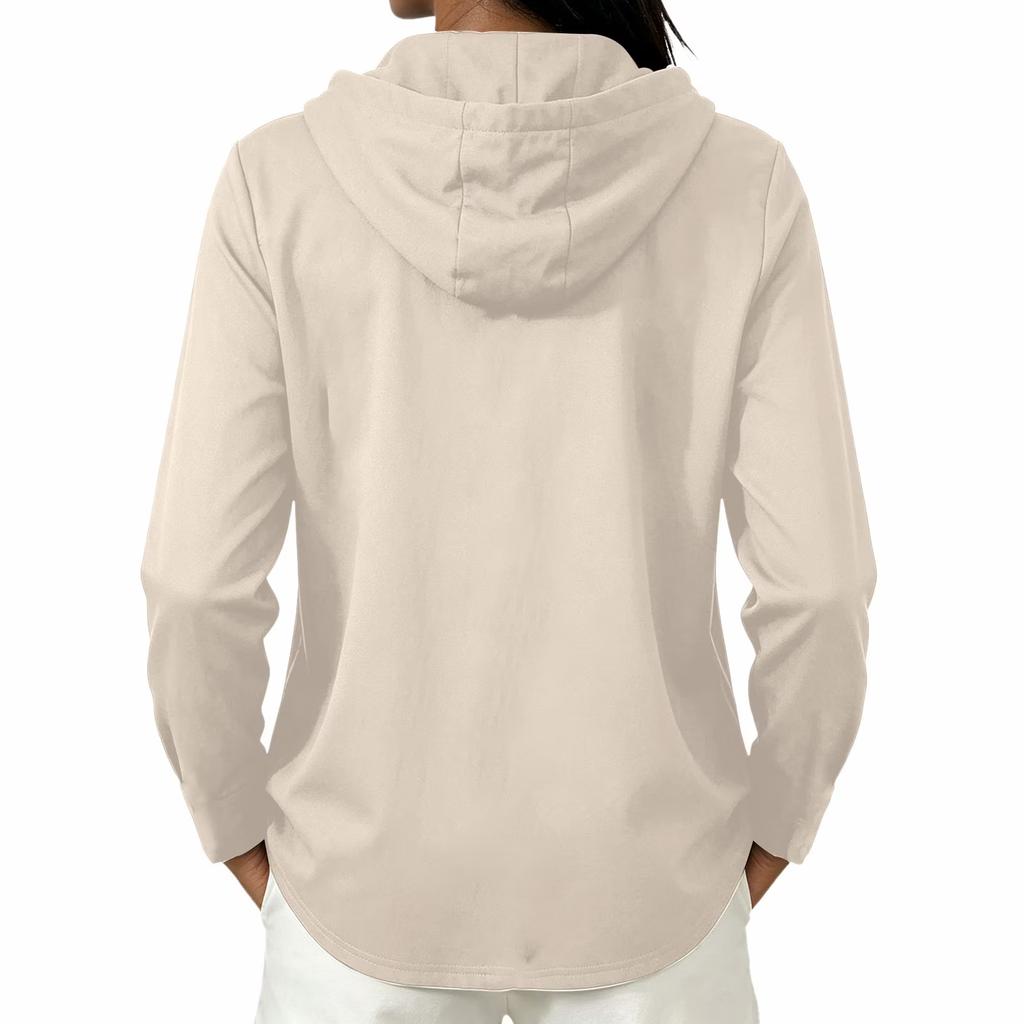 Cardigan con cappuccio da donna a manica lunga, vestibilità ampia, chiusura con bottoni, colore casual, maglione
