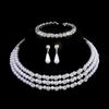 Bridal Pearl Full Diamond Necklace Necklace Diamond Imitation Pearl Bracelet Earrings Necklace Set Women