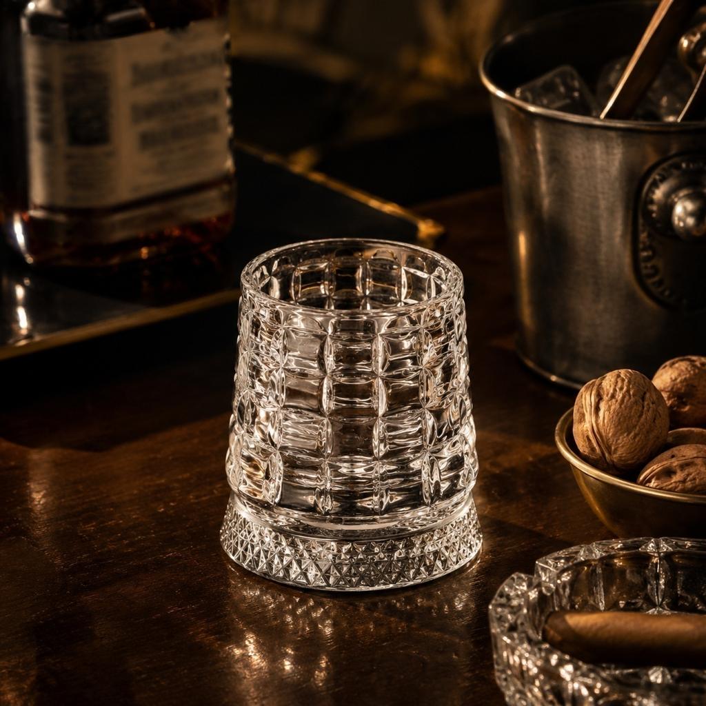 9oz Rotating Whiskey Glass with Base 360 Degree Swivel Crystal Glass Tumbler for Spirits and Cocktails Durable Design